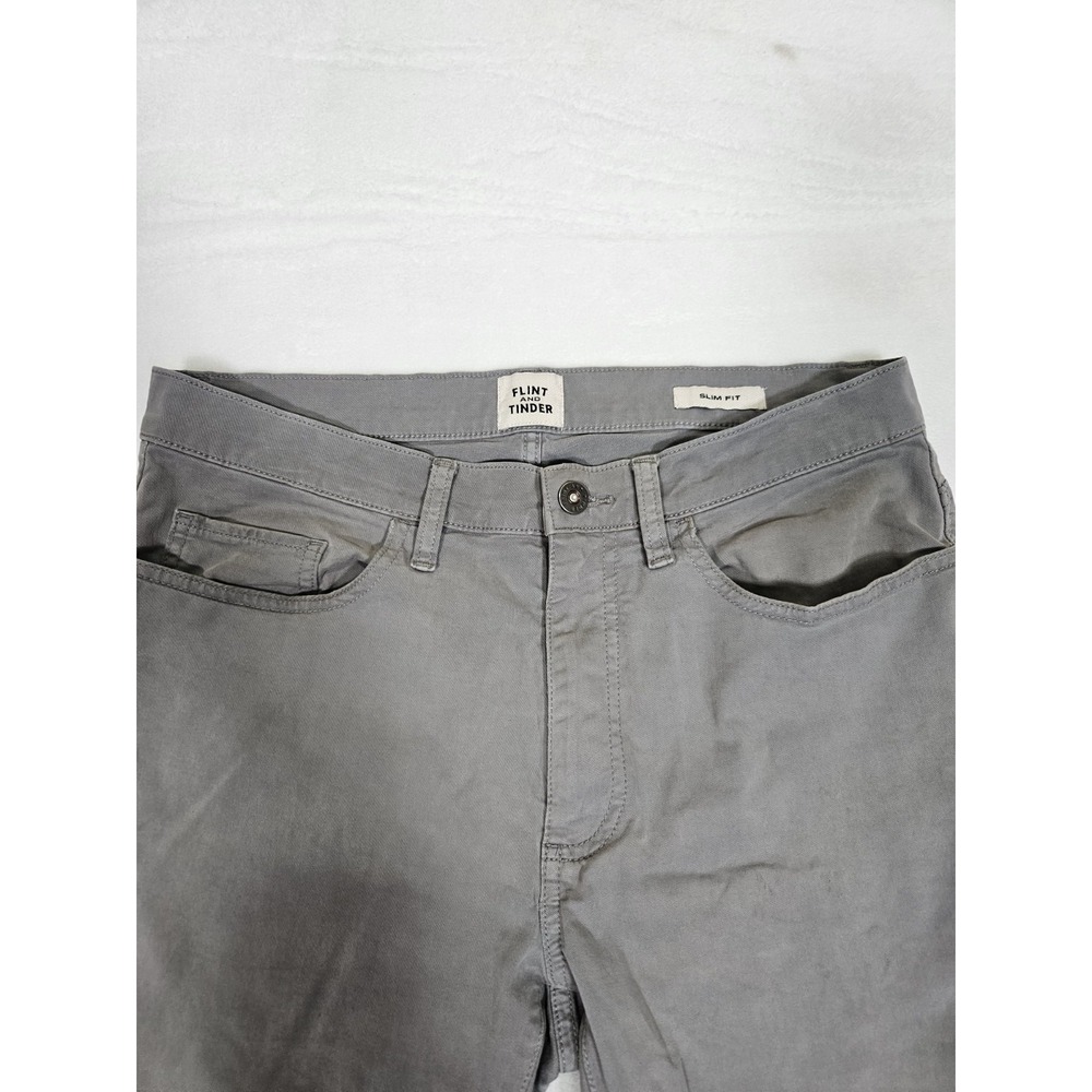 Flint and Tinder Slim Fit Chinos Pants Mens 32x33 Gray Casual Trousers - Picture 2 of 8